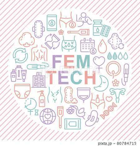 フェムテック　円形のアイコンセット 80784715