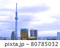 曇り空のスカイツリーとキリンビール 80785032