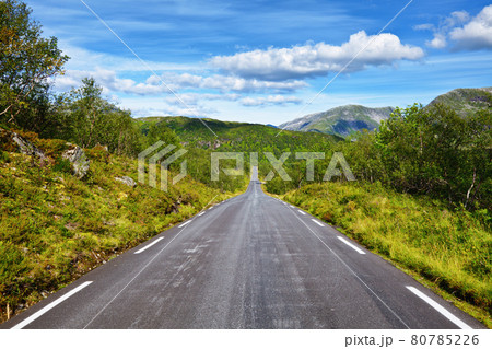 Scenic mountain road in Norway Scandinavia 80785226