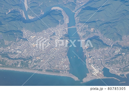 熊野川河口(三重県新宮市ほか) 空撮 熊野川河口(三重県新宮市ほか) 空撮 80785305