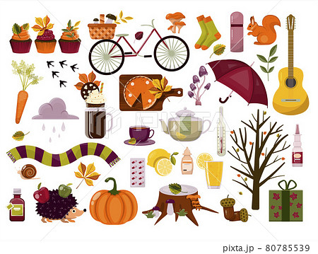 Autumn Illustration With Homely Cute Vector Design Stock, 42% OFF