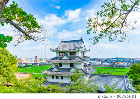 位於尾張旭市城山公園的模擬天守城朝日城 愛知縣尾張旭市 照片素材 圖片 圖庫