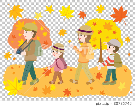紅葉狩りをする家族のイラスト 80785743