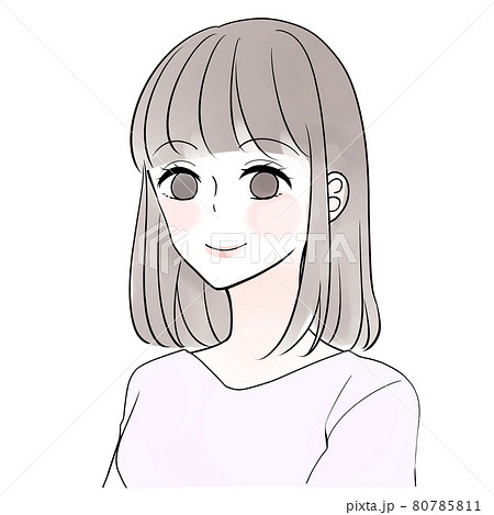 ミディアムヘアの女性のイラスト素材