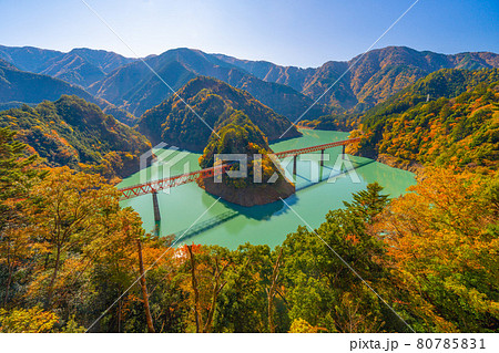 奥大井湖上駅の紅葉 80785831