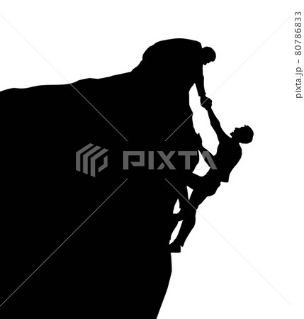A man pulls a friend out of the abyss. Vector drawing A man pulls a friend out of the abyss. Vector drawing 80786833