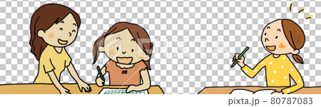 学習支援をしている女性のイラスト素材 学習支援をしている女性のイラスト素材