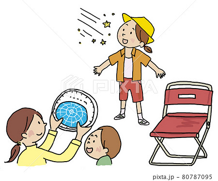 星の観察に来た親子 80787095