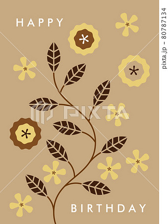 花と葉っぱのバースデーカード 80787134