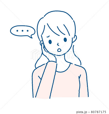 ブレインフォグ・言葉が出てこない女性イラスト ブレインフォグ・言葉が出てこない女性イラスト 80787175