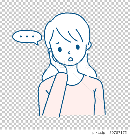 ブレインフォグ・言葉が出てこない女性イラスト ブレインフォグ・言葉が出てこない女性イラスト 80787175
