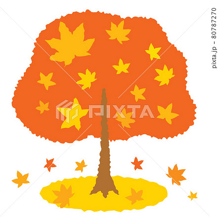 秋のオレンジ色の紅葉の木のイラスト素材