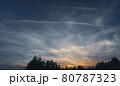 夕焼け空と飛行機雲 80787323