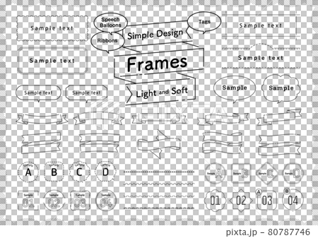 A set of frames, ribbons and balloons with a simple and modern design 80787746
