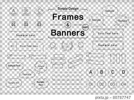 A set of frames, ribbons and balloons with a simple and modern design 80787747