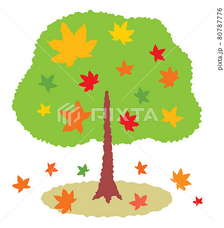 秋に色づく紅葉の木のイラスト素材 秋に色づく紅葉の木のイラスト素材