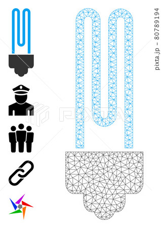 Web Net Fluorescent Bulb Icon with Simple Symbols 80789194