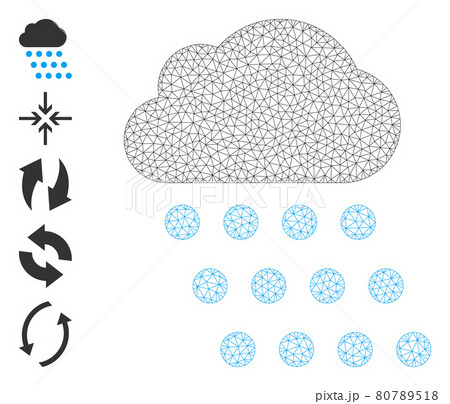 Polygonal Net Rain Cloud Icon with Simple Glyphsのイラスト素材 [80789518] - PIXTA