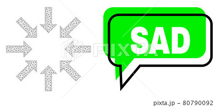Misplaced Sad Green Chat Balloon and Mesh 2D Collapse Arrows 80790092