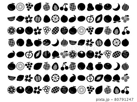 フルーツ アイコン 模様 イラスト 黒 フルーツ アイコン 模様 イラスト 黒 80791247