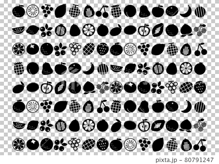 フルーツ アイコン 模様 イラスト 黒 フルーツ アイコン 模様 イラスト 黒 80791247