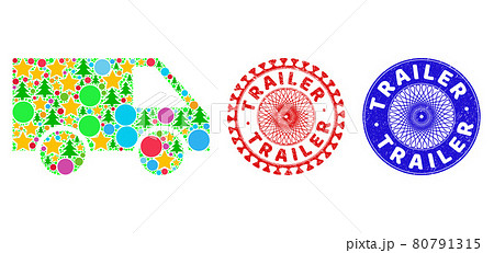 Trailer Scratched Rubber Imprints and Van Mosaic of Christmas Symbols 80791315