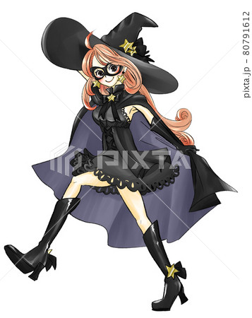 黒い衣装の魔女のイラストのイラスト素材