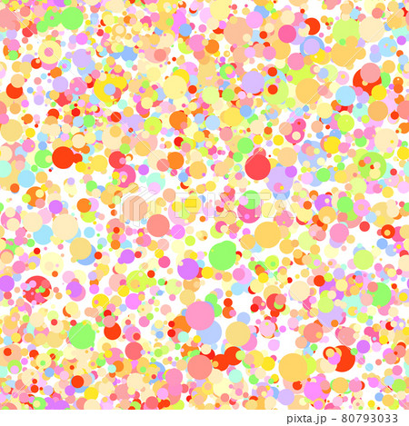 Abstract hand drown polka dots background. White dotted seamless pattern with rainbow circles. Template design for for Birthday, party holiday, banner, textile, fabric. Summer confetti illustration 80793033