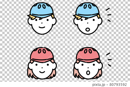 スケートボーダー、男の子と女の子の表情アイコン、笑顔とはっとした顔 80793592