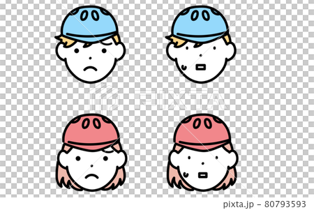 スケートボーダー、男の子と女の子の表情アイコン、困り顔と困惑顔 スケートボーダー、男の子と女の子の表情アイコン、困り顔と困惑顔 80793593