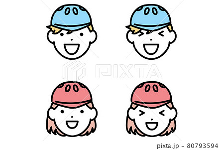 スケートボーダー、男の子と女の子の表情アイコン、笑顔2種 80793594