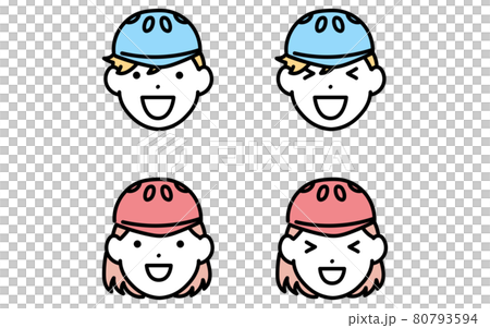 スケートボーダー、男の子と女の子の表情アイコン、笑顔2種 80793594