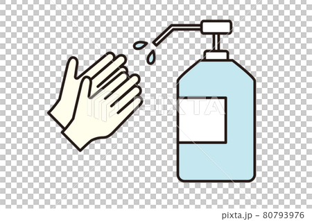 アルコール消毒液と手 80793976