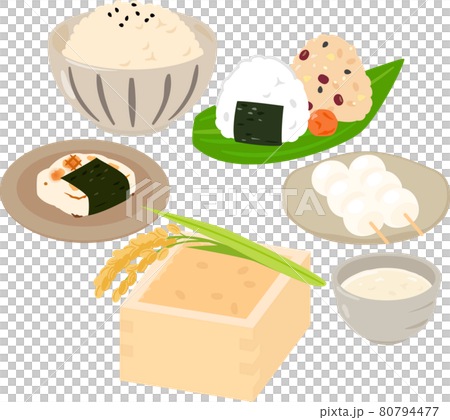 盒裝大米和使用大米的食物 80794477