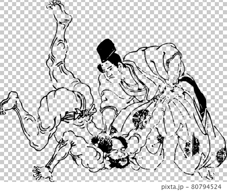 従わない力士を押さえつける行司 従わない力士を押さえつける行司 80794524