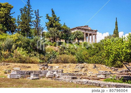 View of Greek Agora, Athens, Greece. Famous old Temple of Hephaestus in distance View of Greek Agora, Athens, Greece. Famous old Temple of Hephaestus in distance 80796004