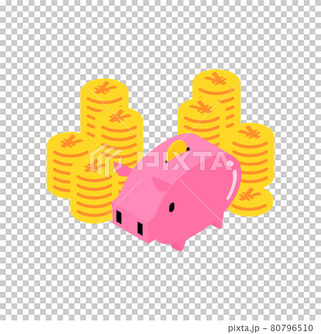 Piggy bank isometric money - Stock Illustration [80796510] - PIXTA