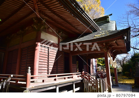紅葉豊かな神社外観 紅葉豊かな神社外観 80797094