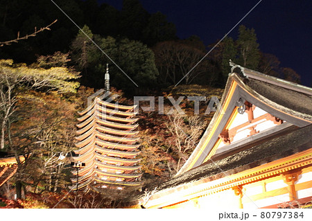 奈良 談山神社 紅葉の夜景 【奈良県】 奈良 談山神社 紅葉の夜景 【奈良県】 80797384