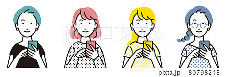 人物 スマホを持つ女性セット 80798243