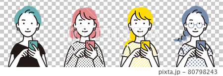 人物 スマホを持つ女性セット 80798243