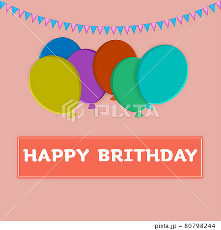 balloons Colorful birthday or party with text Happy Birthday orange background vector illustration 80798244