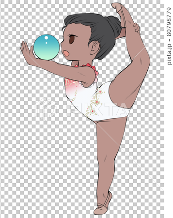 A black female rhythmic gymnast who acts as a ball with a radiant look A black female rhythmic gymnast who acts as a ball with a radiant look 80798779