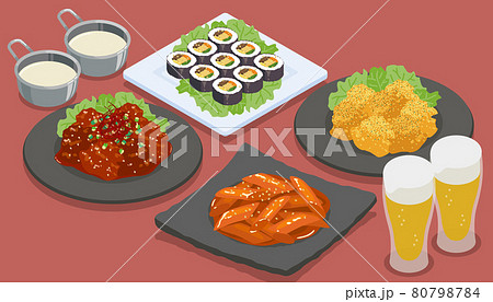 韓国料理で飲み会のベクターイラスト素材のイラスト素材