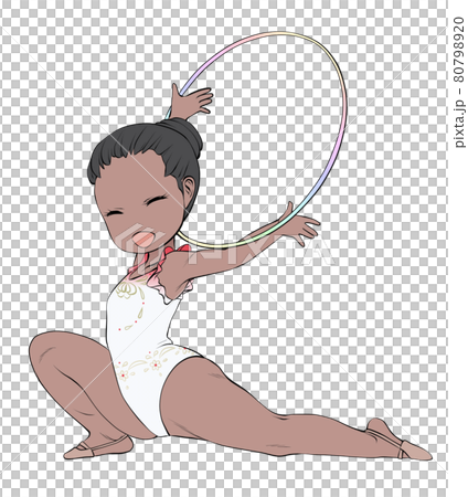 A black female rhythmic gymnast who acts as a hoop with a big smile A black female rhythmic gymnast who acts as a hoop with a big smile 80798920