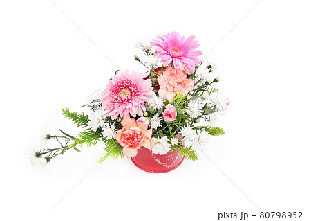 フラワーアレンジメント ガーベラ ピンク 花器 プレゼント フラワーアレンジメント ガーベラ ピンク 花器 プレゼント 80798952