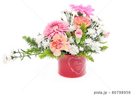 フラワーアレンジメント　ガーベラ　ピンク　花器　プレゼント 80798956