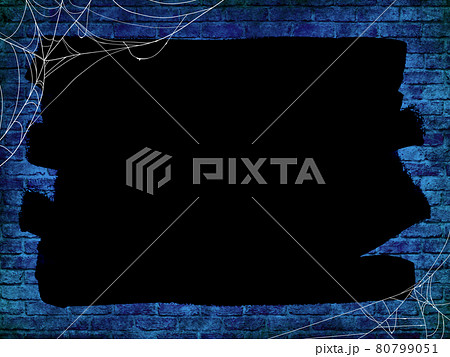 紺色の煉瓦に黒いペンキのフレームのイラスト素材