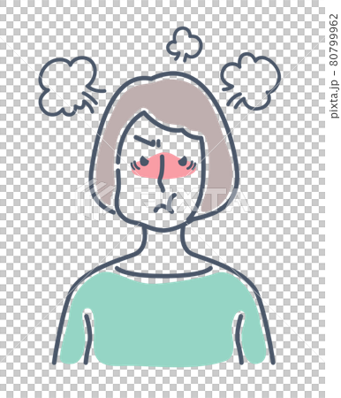 激怒する女性 アイコン 正面 上半身 80799962