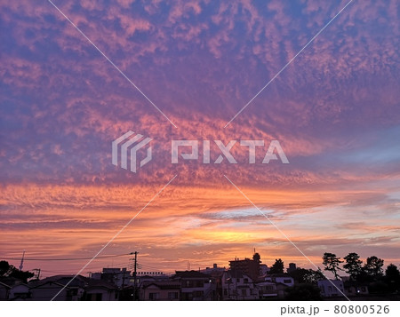 東京 江戸川区 きれいな夕景の空 東京 江戸川区 きれいな夕景の空 80800526